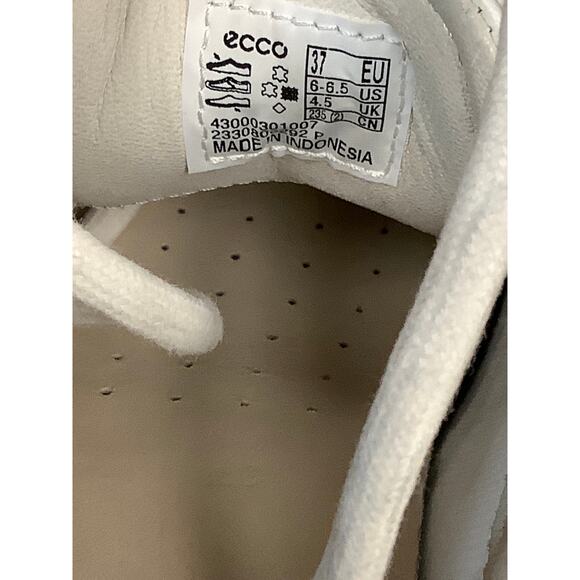 ECCO Women's 6-6.5 White Soft 7 Leather Low Top Sneaker Lace Up Casual LB14-18 - Picture 10 of 11